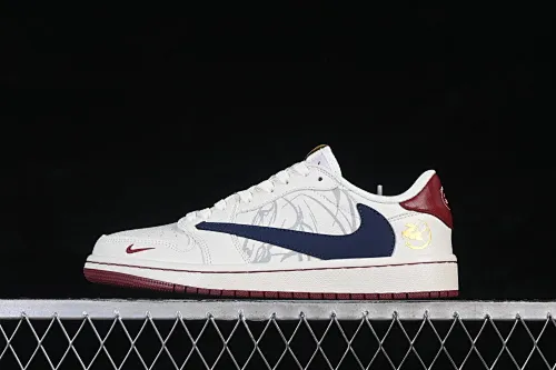 All categories Air Jordan Jordan series basketball shoes Air Jordan 1 Low High-end customized low-top sneakers Travis Scott x Fragment Design x Air Jordan 1 Low OG SP AJ1 Joe 1 Year of the Horse limited white blue wine red low-top cultural casual sneakers NH0601-064